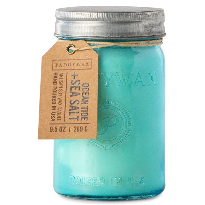 Paddywax Scented Candles Relish Collection Soy Wax Artisan Candle in Glass Jar with Lid, 9.5-Ounce, Ocean Tide + Sea Salt - Image 1